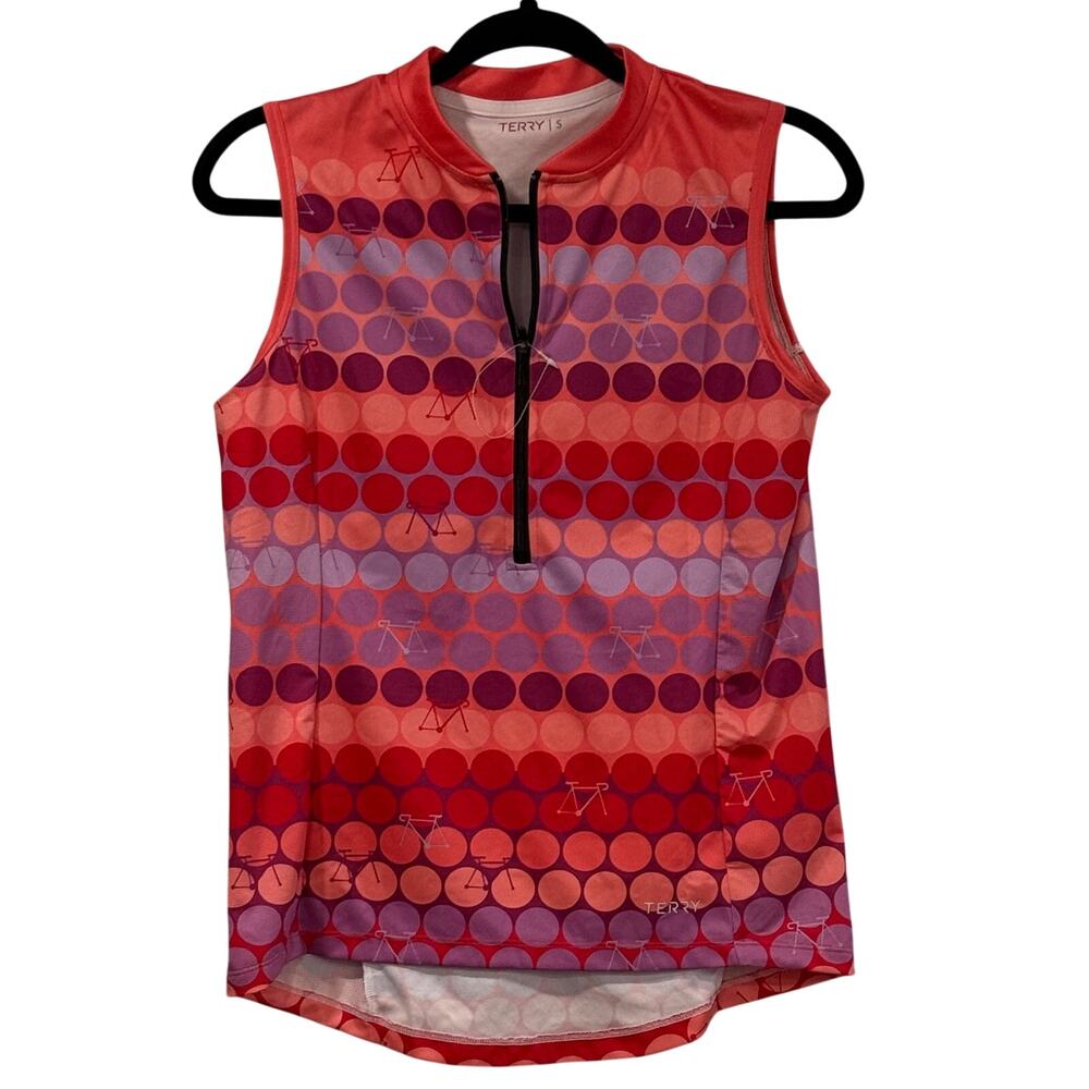 Terry Cycling Jersey Small NWT Sleeveless Bike Top Pink Purple Rear Pockets Sz S